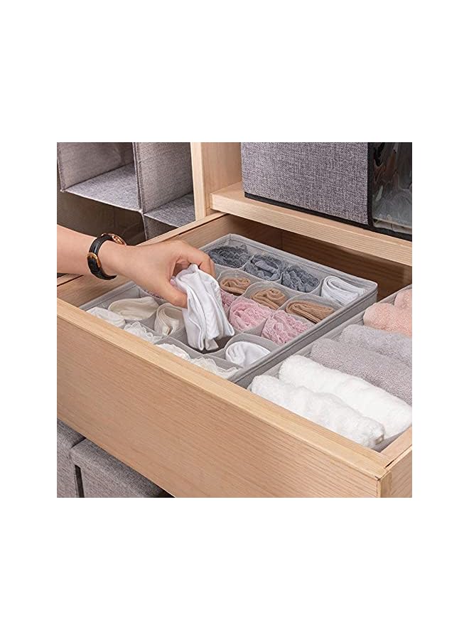 ORiTi Underwear Drawer And Closet Organizer Dresser Drawer Divider Organizer For Underwear Scarf Socks Clothes Washable Foldable Nonwoven Cloth Storage Boxes Gray 4 Pcs  - Image 4