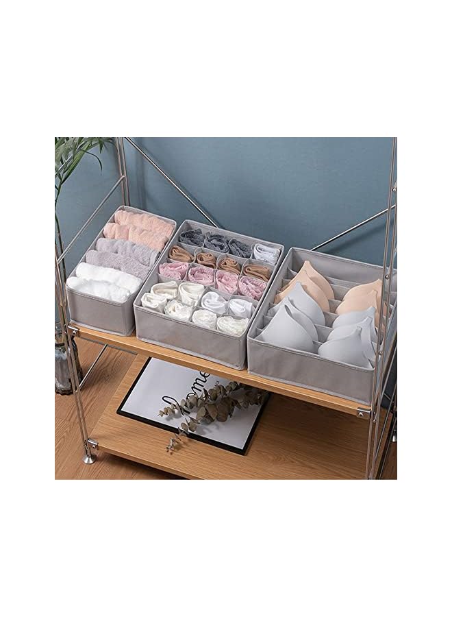 ORiTi Underwear Drawer And Closet Organizer Dresser Drawer Divider Organizer For Underwear Scarf Socks Clothes Washable Foldable Nonwoven Cloth Storage Boxes Gray 4 Pcs  - Image 3