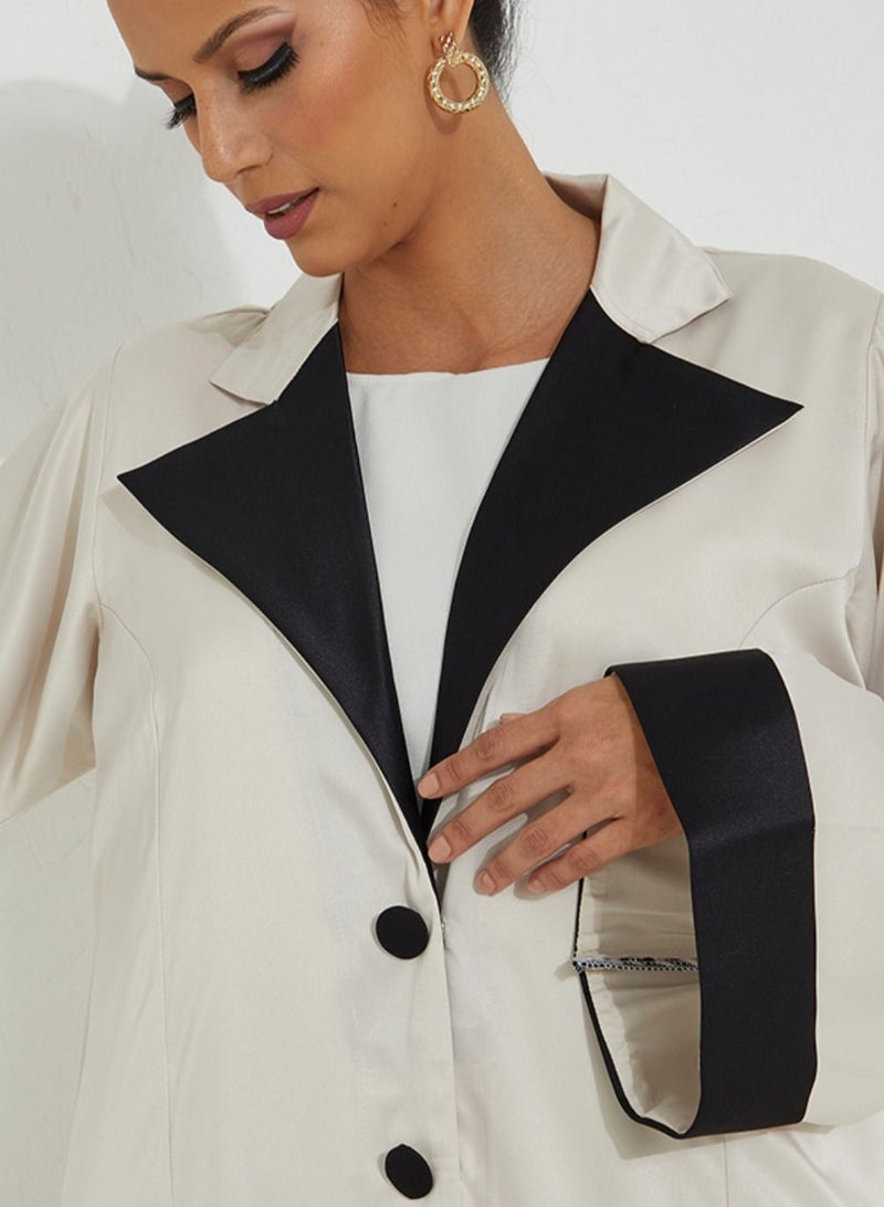 روزيت عباية عباية بتصميم رقبة باللون الأسود - Image 2