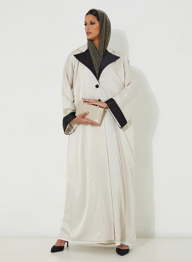 روزيت عباية عباية بتصميم رقبة باللون الأسود - Image 1