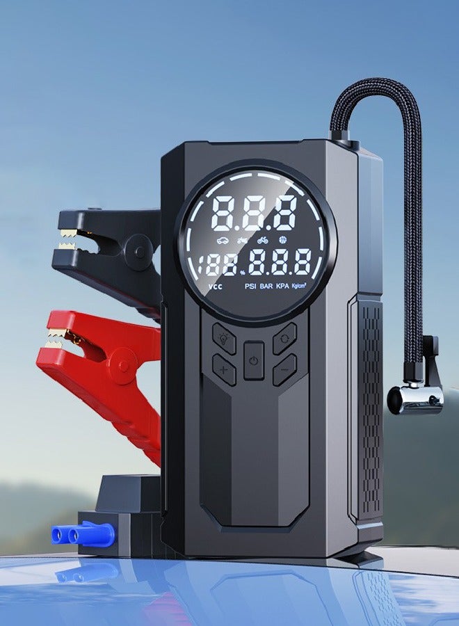 SUITU Jump Starter, Portable Cordless Car Battery Emergency Starter, Tire Air Pump, Air Compressor To Easily Inflate Tires, LED Display, With Flashlight, Mobile Power Supply, Large Capacity Storage - Image 1