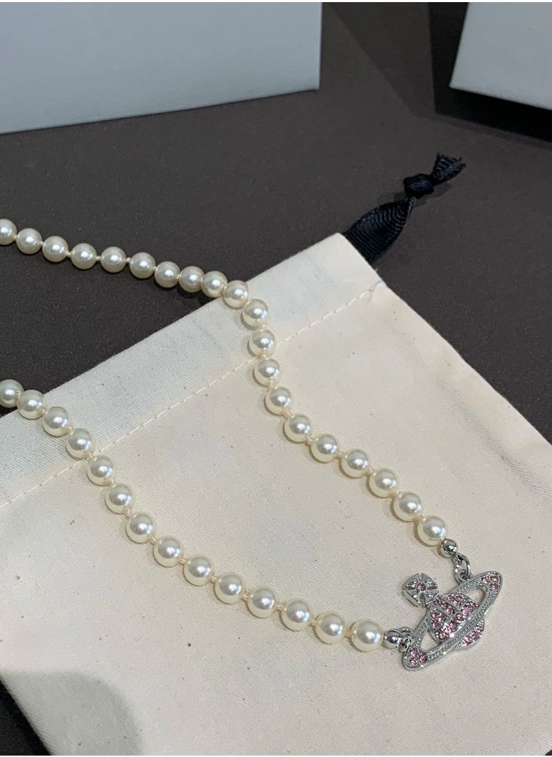 Vivienne Westwood Vivienne Westwood Pearl Saturn Short Necklace  - Image 1