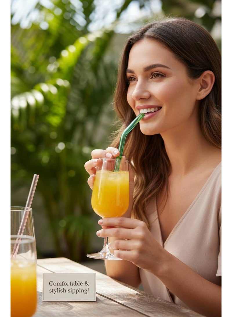 AceLuste 4Pcs Reusable Transparent Glass Drinking Straws with Brush Multicolour 20cm - Image 4