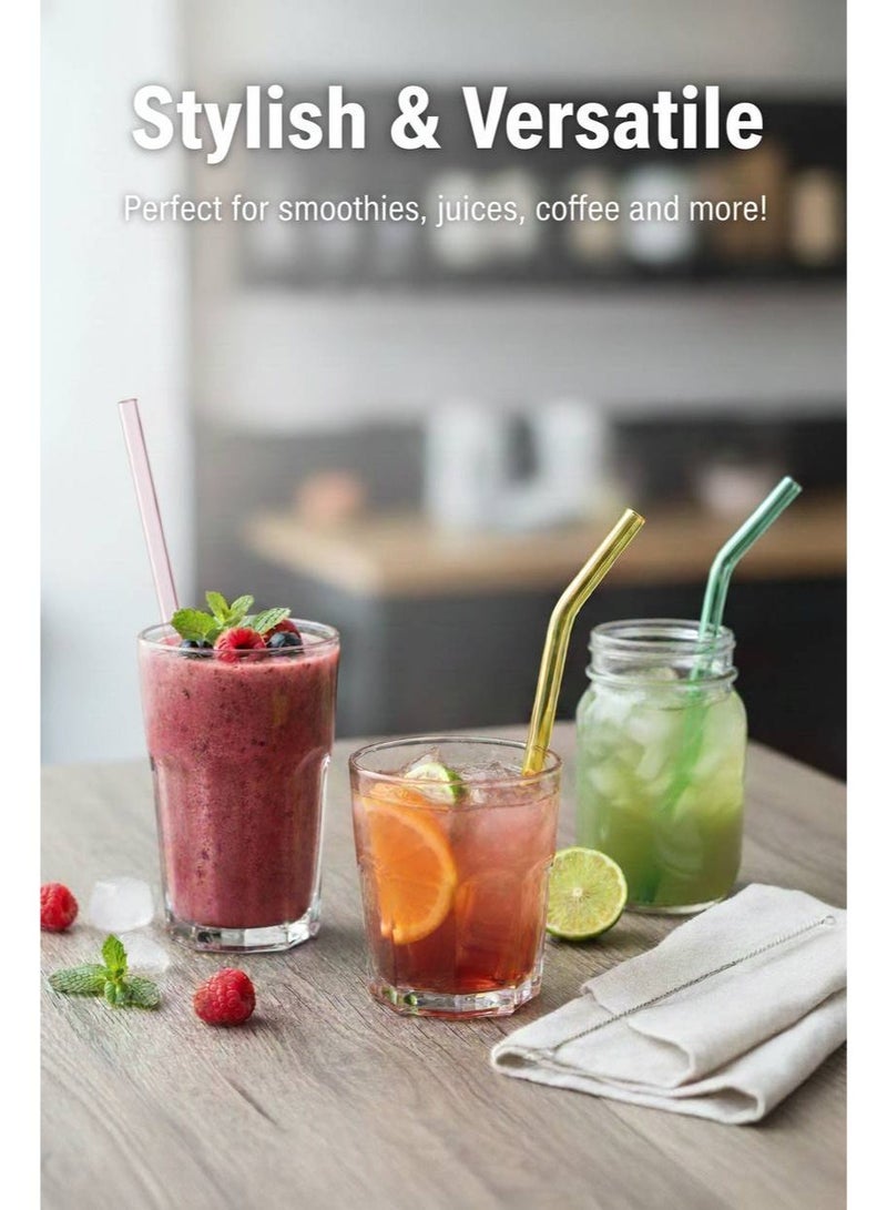 AceLuste 4Pcs Reusable Transparent Glass Drinking Straws with Brush Multicolour 20cm - Image 5
