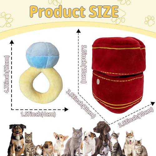 Mewcho Dog Wedding Toy Engagement Plush Ring Box for Dog Birthday Gifts, Funny Plush Toys Squeaky Chew for Party Supplies Decorations - Image 2