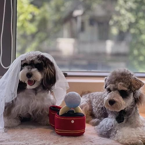Mewcho Dog Wedding Toy Engagement Plush Ring Box for Dog Birthday Gifts, Funny Plush Toys Squeaky Chew for Party Supplies Decorations - Image 5