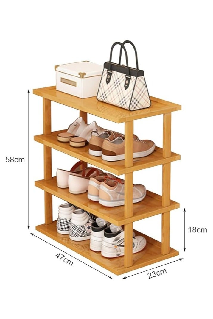 LINGWEI Bamboo Shoe Rack Tall Vertical Shoe Shelf for Small Spaces 4-Tier Freestanding Shoe Storage Organizer for Entryway, Bedroom, Hallway - Image 3