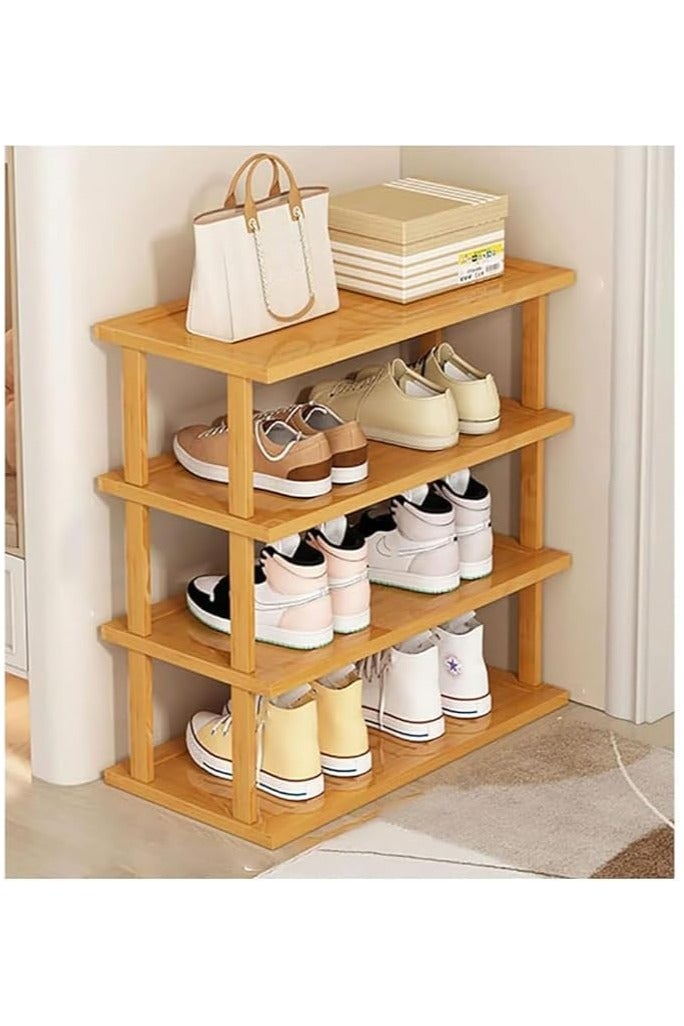 LINGWEI Bamboo Shoe Rack Tall Vertical Shoe Shelf for Small Spaces 4-Tier Freestanding Shoe Storage Organizer for Entryway, Bedroom, Hallway - Image 4