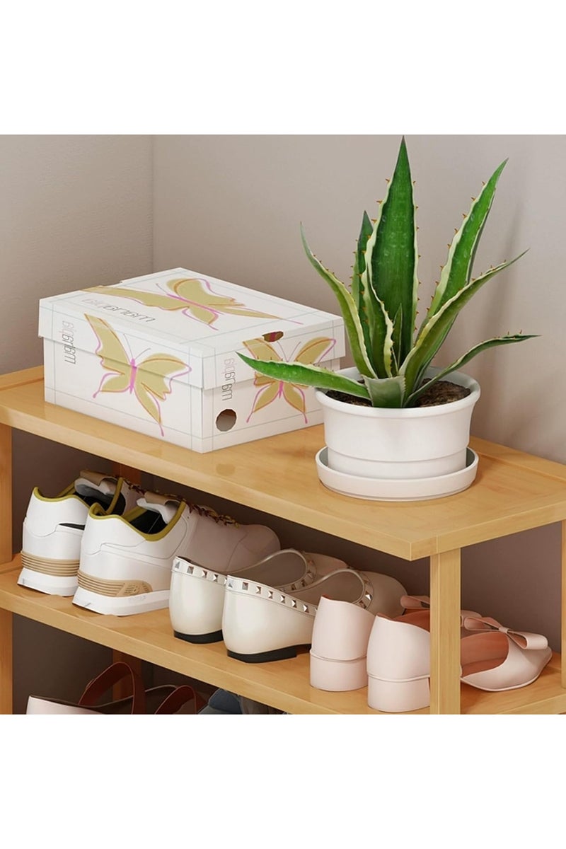 LINGWEI Bamboo Shoe Rack Tall Vertical Shoe Shelf for Small Spaces 4-Tier Freestanding Shoe Storage Organizer for Entryway, Bedroom, Hallway - Image 5