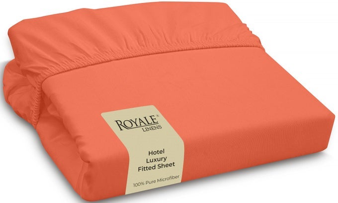 FITTED SHEET KING ULTRA SOFT 1800 BRUSHED MICROFIBER HOTEL LUXURY BOTTOM SHEETS WRINKLE FREE FADE RESISTANT DEEP POCKET FITTED SHEET ONLY KING CORAL