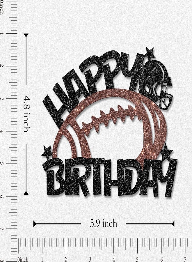 WeBenison Football Happy Birthday Cake Topper Sport Birthday Cake Topper Baby Shower Football Player Birthday Party Decorations - Black Glitter - Image 2