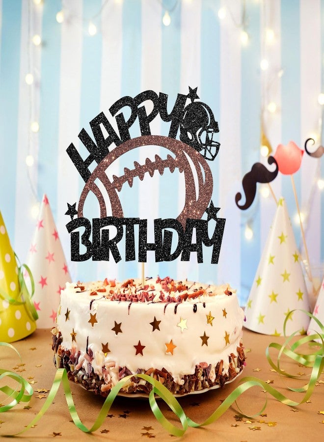 WeBenison Football Happy Birthday Cake Topper Sport Birthday Cake Topper Baby Shower Football Player Birthday Party Decorations - Black Glitter - Image 5