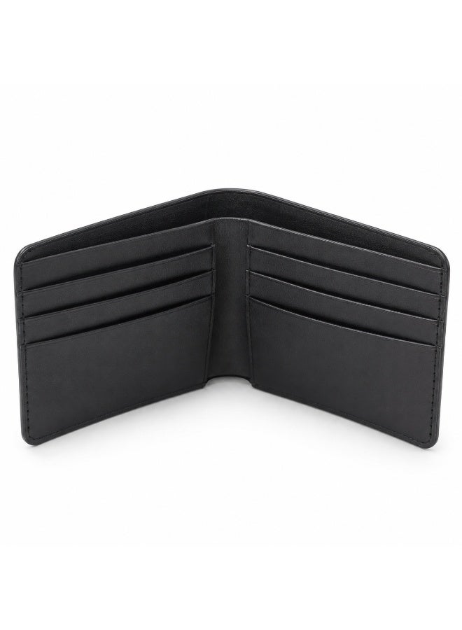 Men's Classic Black Leather Bifold Wallet with Symmetrical Card Slots - Image 5