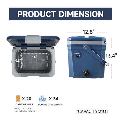 EchoSmile Ultra-Light Portable Cooler 20L/21qt, Outdoor Insulated Ice Chest Box - Image 4