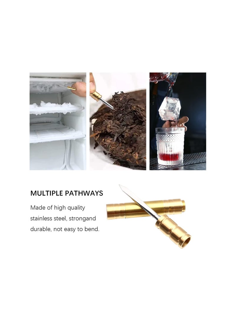 SOLARAE Stainless Steel Tea Cake Needle Ice Pick, Portable Ice Picks Kitchen Tool with Safety Cover, Non-slip Handle Easy to Grip for Picnics, Camping, Bar, kitchen (Gold Copper) - Image 2