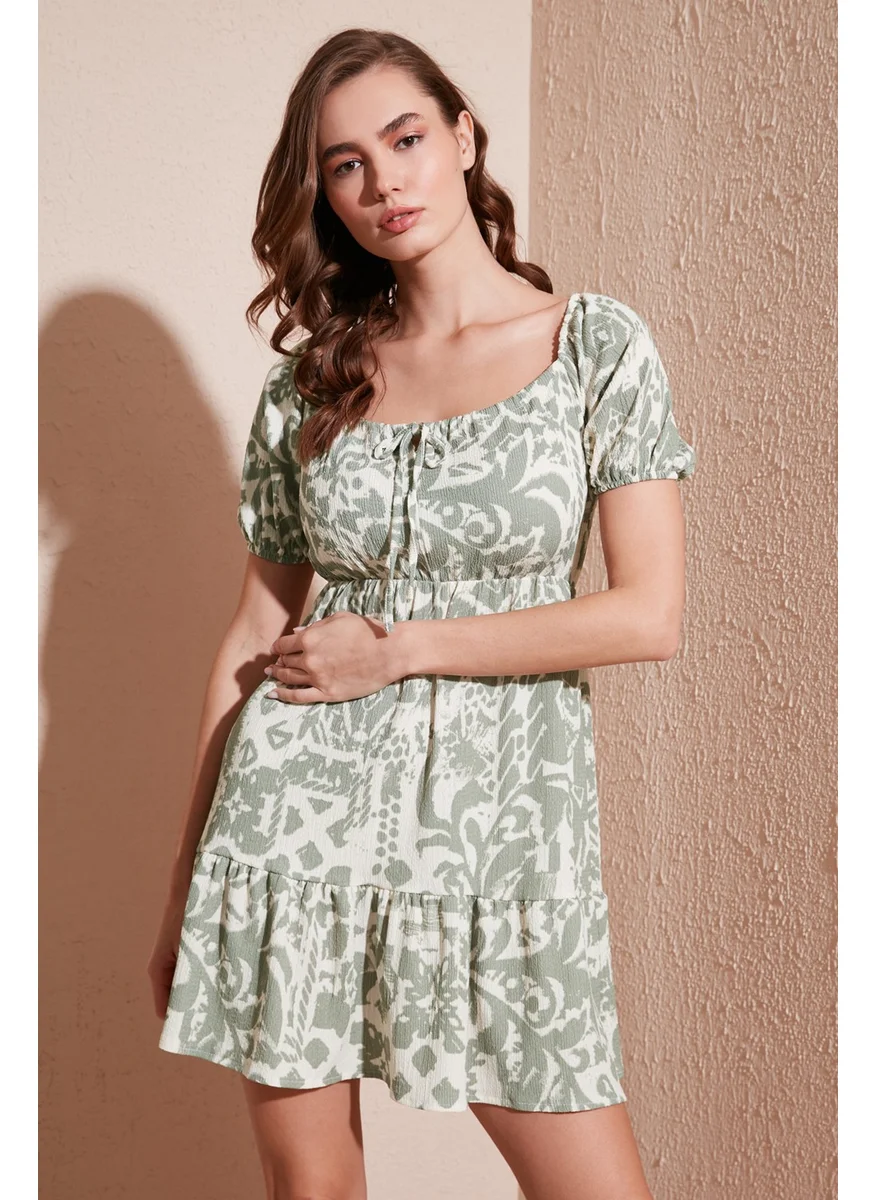 Lela Patterned Slim Fit Front Tie Mini Dress Women's Dress 5865728