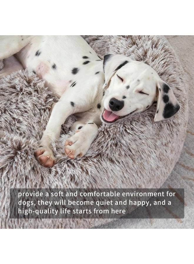 كيلا سرير مهدئ للحيوانات الأليفة على شكل مخلب، سرير دونات من الفرو الصناعي الفاخر للكلاب والقطط، قابل للغسل في الغسالة، قاعدة مانعة للانزلاق، متوسط الحجم (22 بوصة × 22 بوصة × 6 بوصات)، رمادي - Image 4