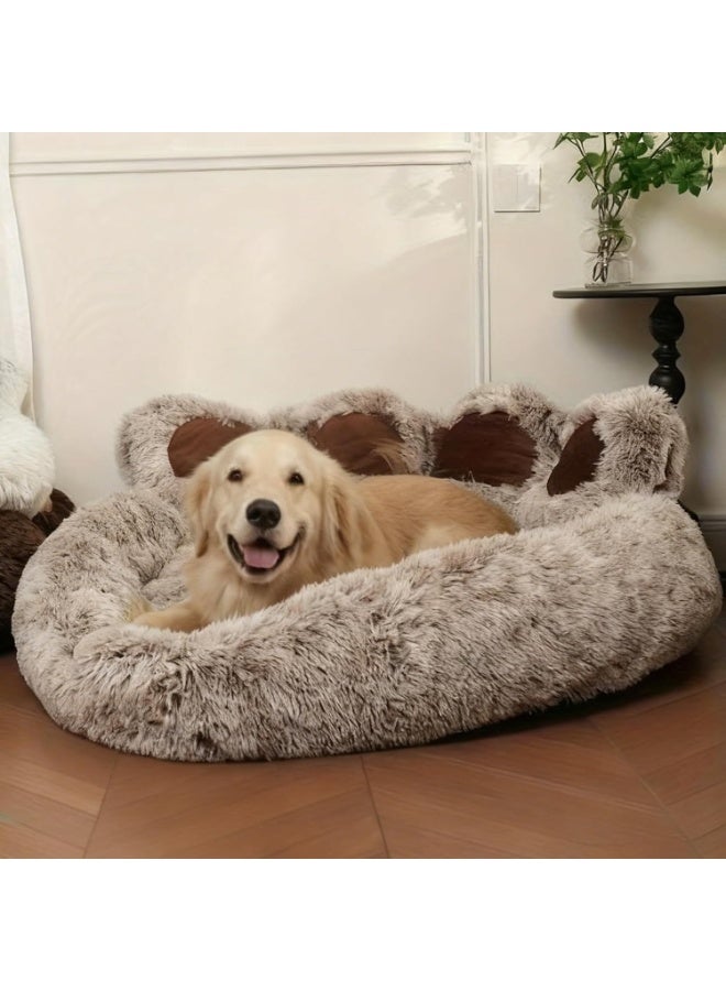 كيلا سرير مهدئ للحيوانات الأليفة على شكل مخلب، سرير دونات من الفرو الصناعي الفاخر للكلاب والقطط، قابل للغسل في الغسالة، قاعدة مانعة للانزلاق، متوسط الحجم (22 بوصة × 22 بوصة × 6 بوصات)، رمادي - Image 5