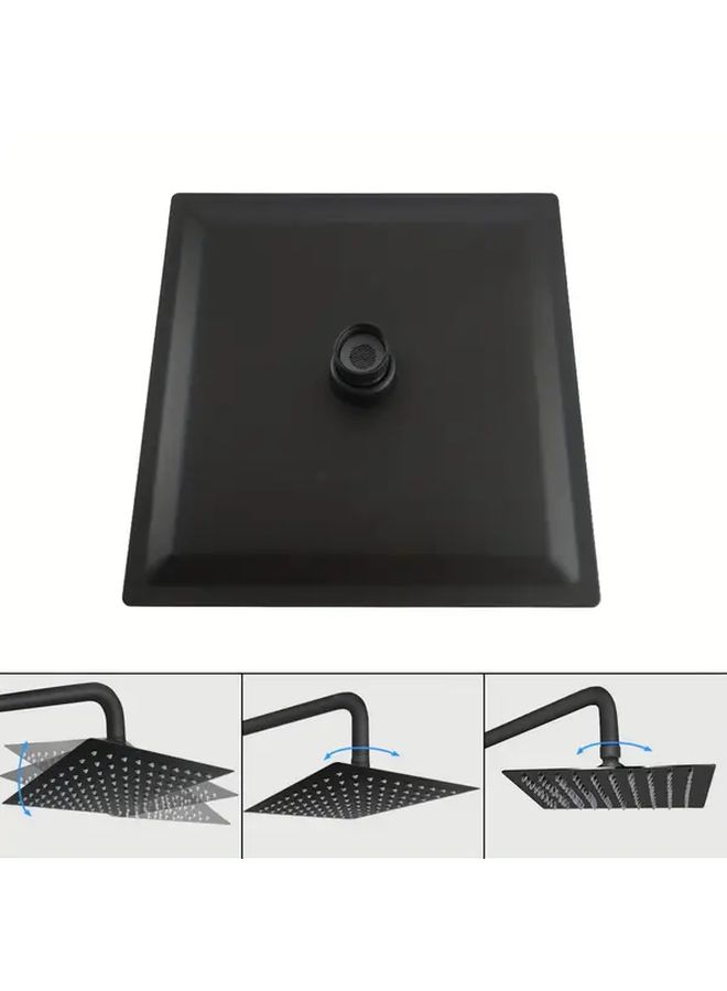 1pc Large Rectangular Showerhead With Extended Arm Heavy Duty Stainless Steel Body 8 Inch Wide Rain Shower System Wall Mounted Bathroom Showerhead For Home Spa Black - Image 4