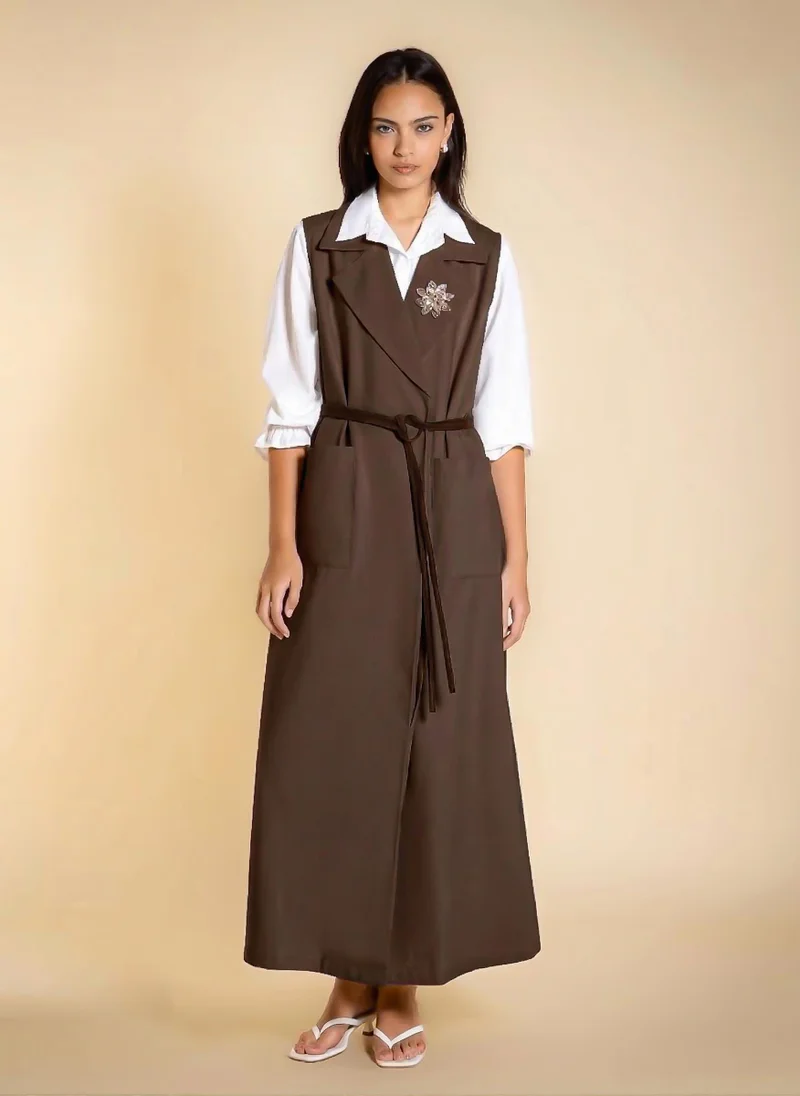 شايبس DETAILED MAXI DRESS WITH BELT