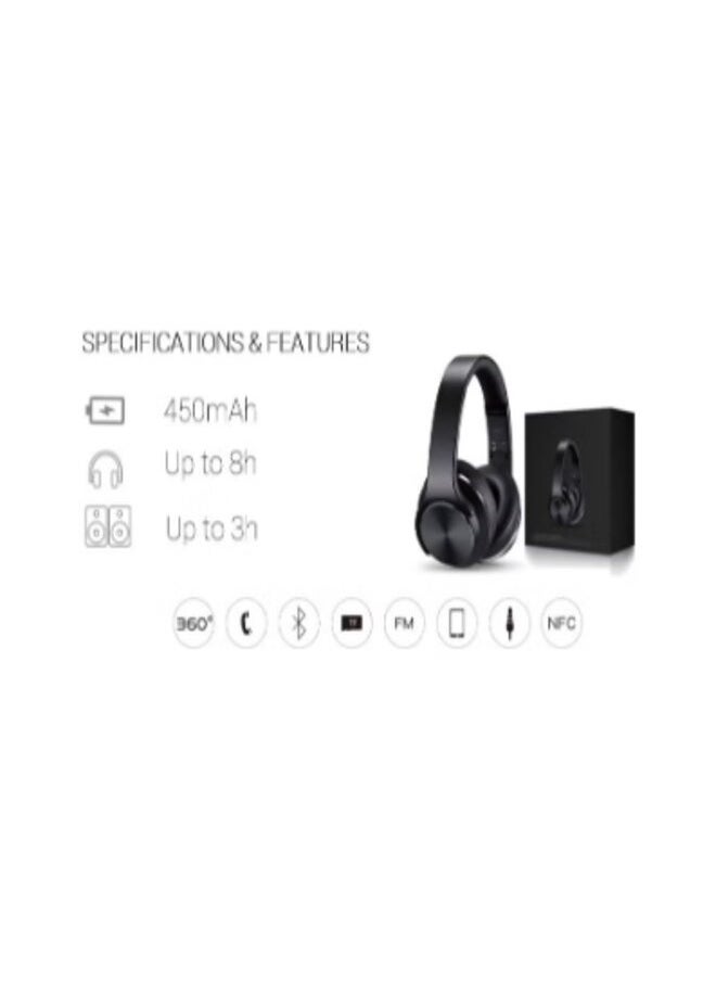 Wireless Bluetooth Headset with 2-in-1 Speaker Allows Taking Calls On The Go And Long Lasting Battery In An Elegant Design Over The Ear by Bastec Series 6- Black