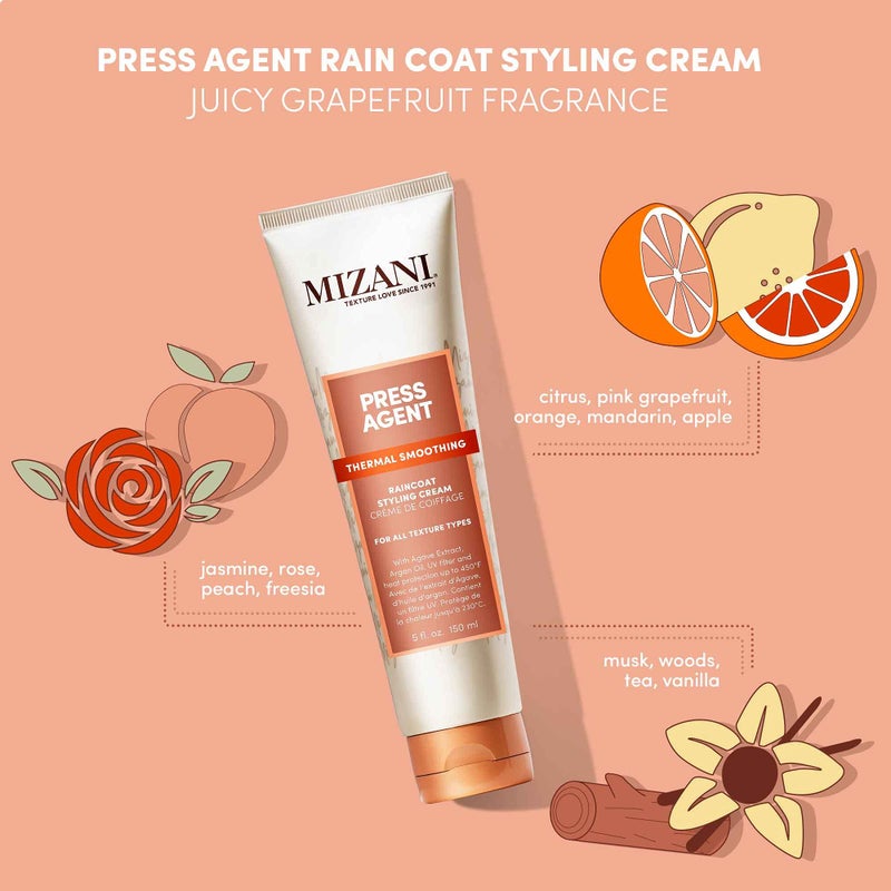 Mizani Press Agent Raincoat Styling Cream - Moisturizes & Protects Hair from Heat Styling & Blowouts, For Dry & Frizzy Hair, With Argan Oil - Image 4
