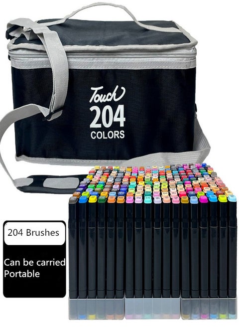 Marker Pen Set 204 Colors Double Headed Color For Students  Upgraded With Large Capacity More Durable Suitable For Design Painting Coloring