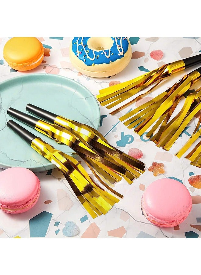 Party Whistles Noisemakers, Funny Party Blowouts, Colorful Musical Paper Noisemakers Blowouts Whistles, Party Favors (Golden) - Image 3