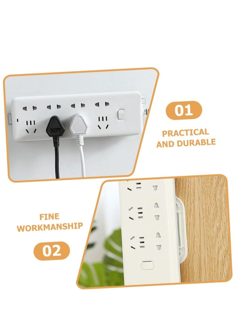 Wall Mount Cable Holder 10 Pack Socket Fixed Sticker Wall Bracket Self-Adhesive Power Strip Holder Power Strip Holder Fixator Adhesive Power Strip Mount Power Strip Fixing Tool - Image 2
