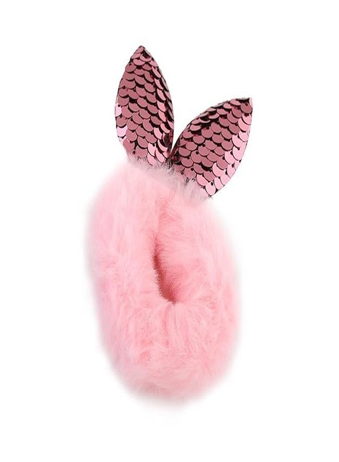 Minta Multicolor Cute Shiny Fluffy Fur Rubber Bands for Womens/girls (Pack of 2) - Image 4