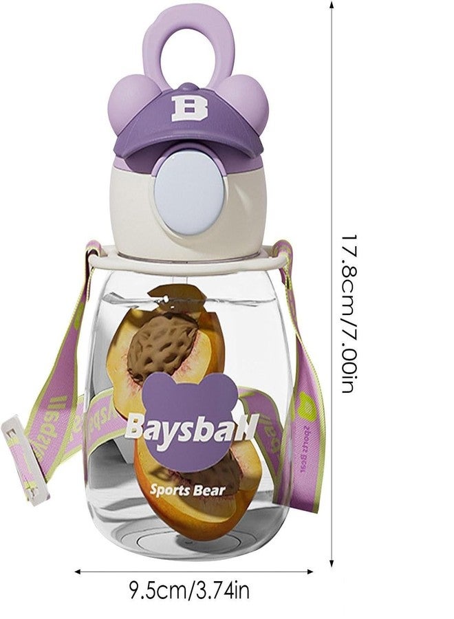 MANIBAM IMPEX Cartoon Shape Kids Water Bottle with Straw,Shoulder Belt, cleaner brush,2D Sticker,3D Sticker Non-Toxic BPA Free Sipper Bottle Leak Proof Bottle for School Kids(Pack Of 1) (PURPLE) - Image 5