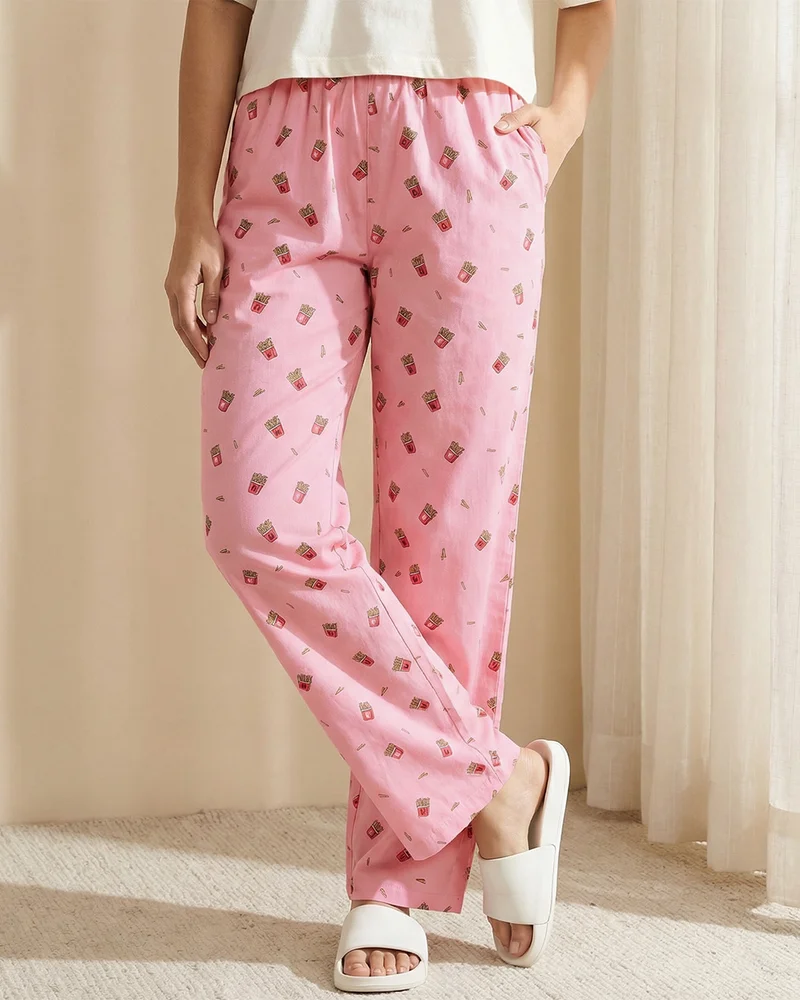 بيواكوف Women's Pink All Over Printed Pyjamas