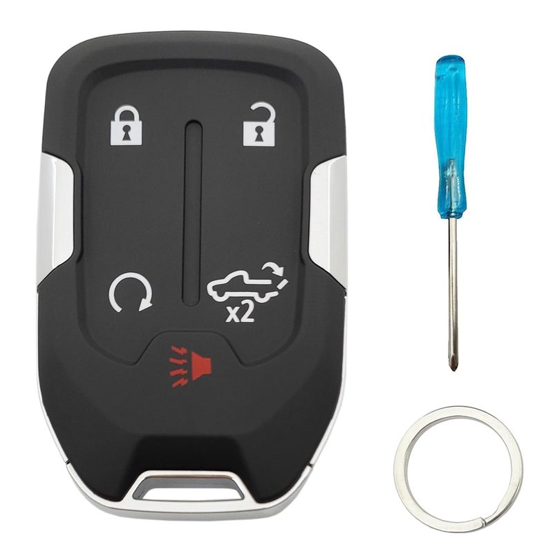 Arruweer Plastic 5-Button Smart Key Fob Cover Case Shell for 2022-2019 Chevy Silverado & GMC Sierra 1500, 2500HD, 3500HD Keyless Entry Remote (Without Chip, Uncut Key Blade Blank) - Image 1