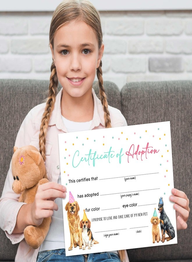 Disfuco Pet Adoption Certificate - Adopt A Dog Certificate for Girl Boy - Puppy Adoption Party Decorations - Puppy Birthday Party Favors - Lets Pawty Party Supplies, 10 Adoption Certificates (CC01) - Image 4