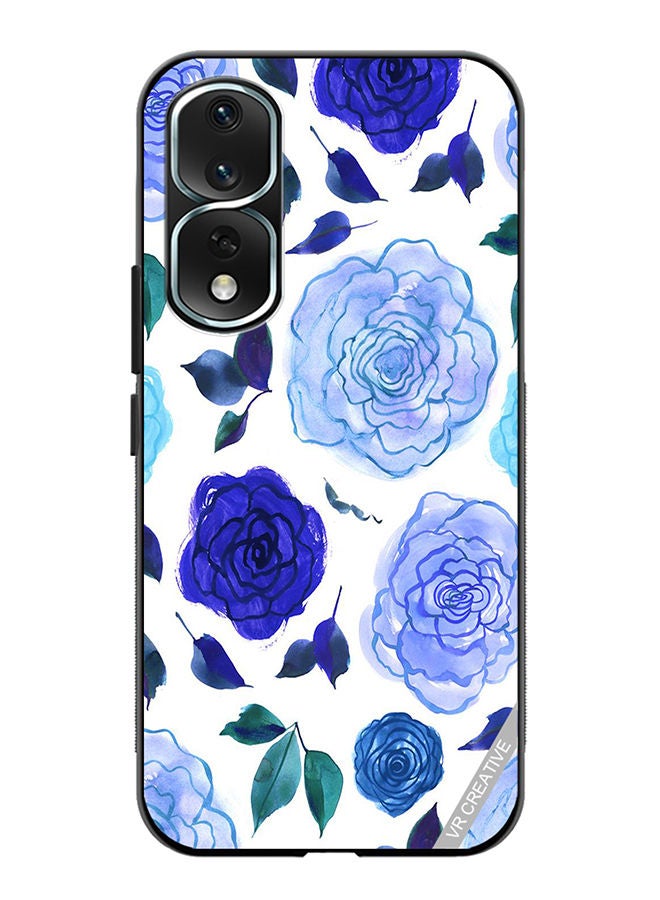Protective Case Cover For Honor 80 Pro Blue Smot Flower Design Multicolour