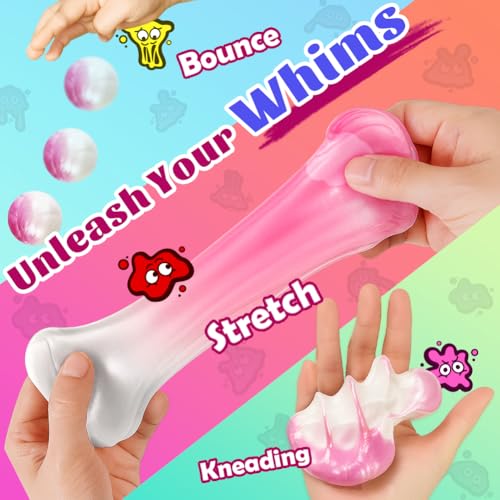 WATERELF Play Putty Slime for Kids Fidget Sensory Artistic Therapy Putty Toys for Boys Girls Adults Stress Relief NonSticky 311 Inch 32 Oz WhitePink - Image 5