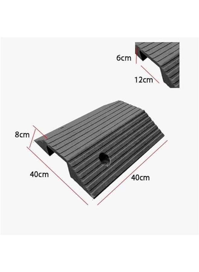 Arabest Driveway Curb Ramp 3 Rise Transition Rubber Threshold Wheelchair Entryway(40x40x8cm)  - Image 2