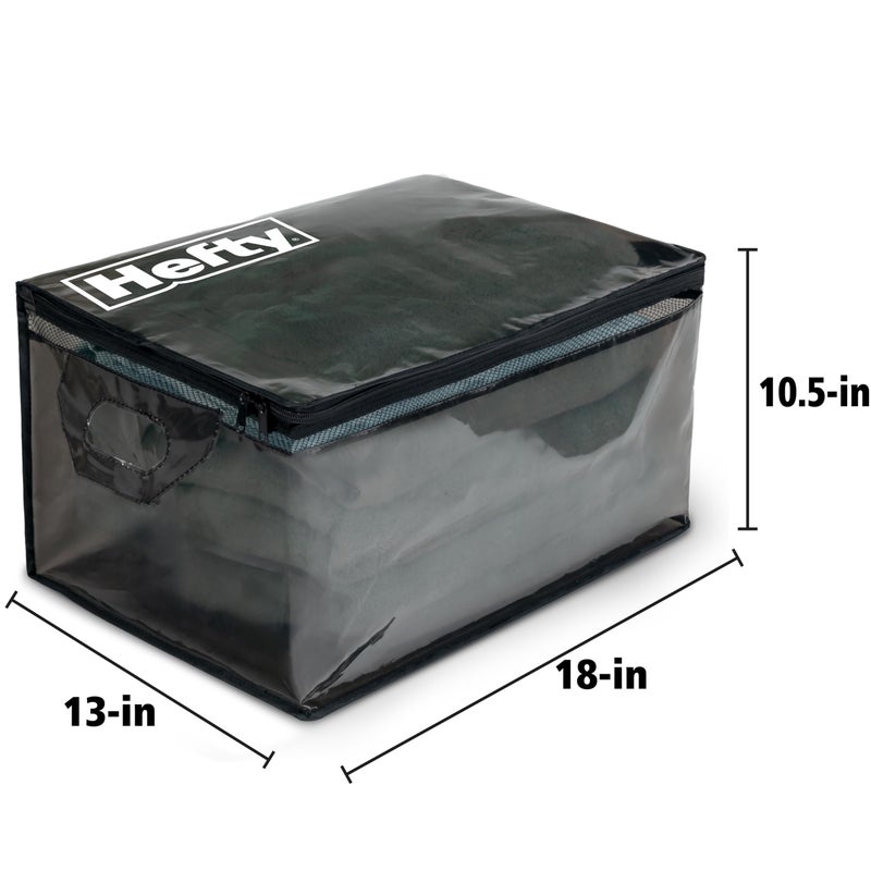 Hefty Large Flexible Tote with Breathable Mesh, Double Zipper, 2 Handles â€“ Ideal for Moving or Clothes & Apparel Storage, Alternative to Plastic Bin, Organizer or Container â€“ 2 Pack - Image 5
