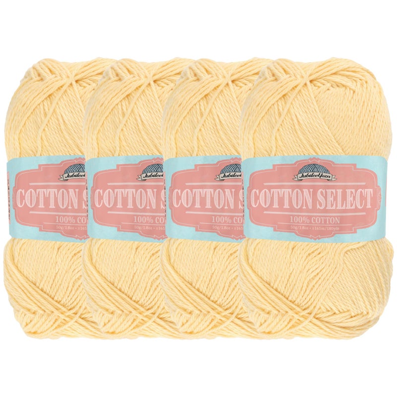 BambooMN JubileeYarn Cotton Select Yarn  50gSkein Sport Weight  Light Yellow  4 Skeins