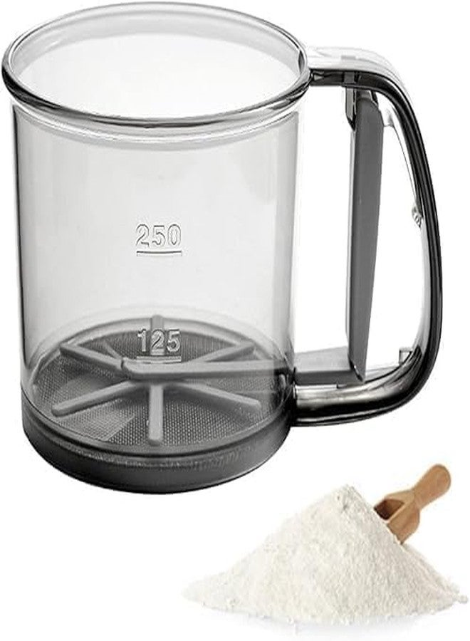 ZURITY Flour Sifter Cup Hand Press Atta Channi with Fine Mesh Plastic Baking Sieve for Flour, Maida, Sugar Cocoa Powder Easy Press Kitchen Tool for Baking, Cooking & Dusting (1 Pc) - Image 1