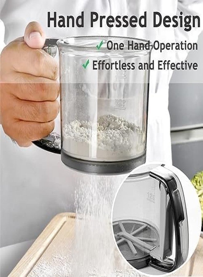 ZURITY Flour Sifter Cup Hand Press Atta Channi with Fine Mesh Plastic Baking Sieve for Flour, Maida, Sugar Cocoa Powder Easy Press Kitchen Tool for Baking, Cooking & Dusting (1 Pc) - Image 4