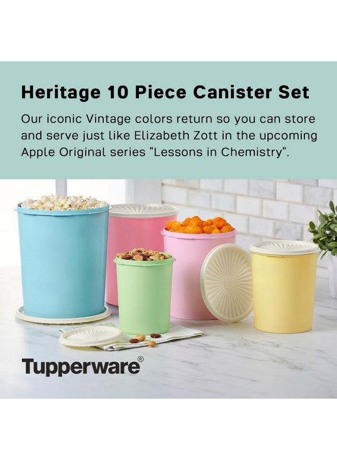 Tupperware مجموعة حاويات توبراير التراثية 10 قطع بألوان عتيقة، آمنة في غسالة الصحون وخالية من BPA (5 حاويات، 5 أغطية) - Image 2