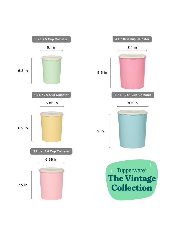 Tupperware مجموعة حاويات توبراير التراثية 10 قطع بألوان عتيقة، آمنة في غسالة الصحون وخالية من BPA (5 حاويات، 5 أغطية) - Image 3