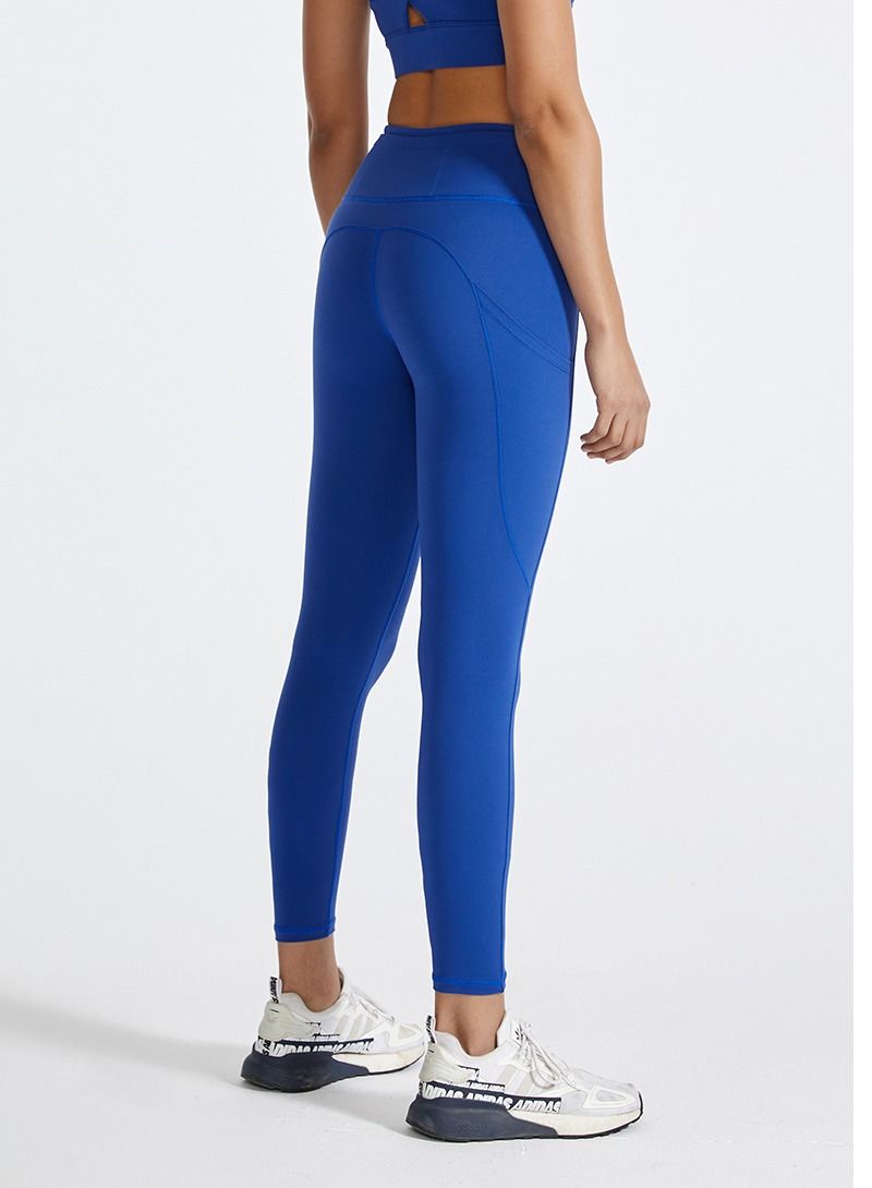 Loquat Solid Stretch Yoga Pants Blue  - Image 2