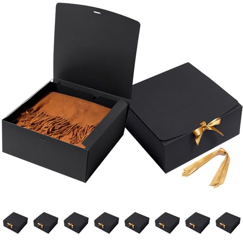 Mcfleet Black Gift Boxes with Lids 12x12x5 Inches 10 Pack Groomsmen Proposal Boxes Cardboard Gift Box for Presents, Craft Boxes for Christmas, Wedding, Graduation, Holiday, Birthday Gift Packaging - Image 1