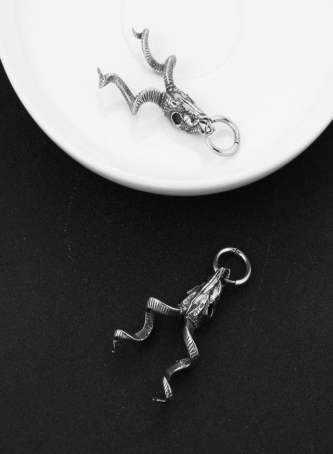 HZMAN Skull Goat Head Earring for Men Women Stainless Steel Gothic Punk Devil Satanic Dangle Drop Earrings Baphomet Goat Earring Jewelry Gift - Image 4