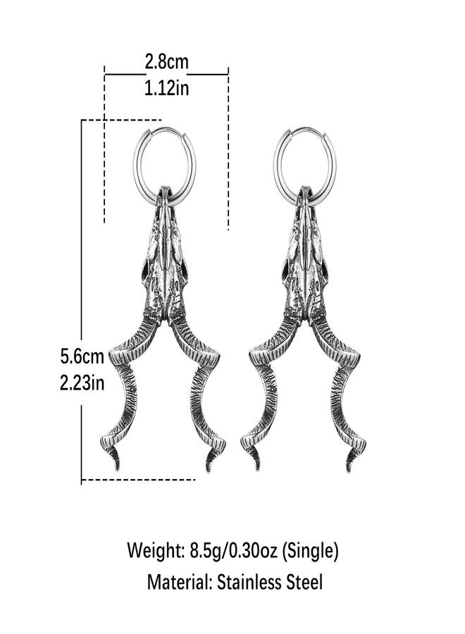 HZMAN Skull Goat Head Earring for Men Women Stainless Steel Gothic Punk Devil Satanic Dangle Drop Earrings Baphomet Goat Earring Jewelry Gift - Image 5