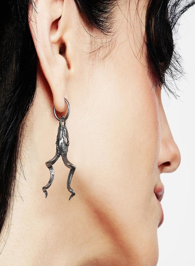 HZMAN Skull Goat Head Earring for Men Women Stainless Steel Gothic Punk Devil Satanic Dangle Drop Earrings Baphomet Goat Earring Jewelry Gift - Image 3