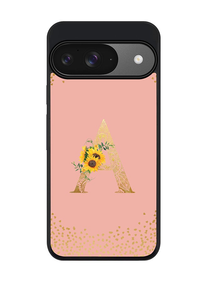 Stylizedd For Google Pixel 9 Case,Slim fit Camera Protection, Shockproof Thin Phone cover - Custom Floral Monogram - A (Rose Pink ) - Image 1
