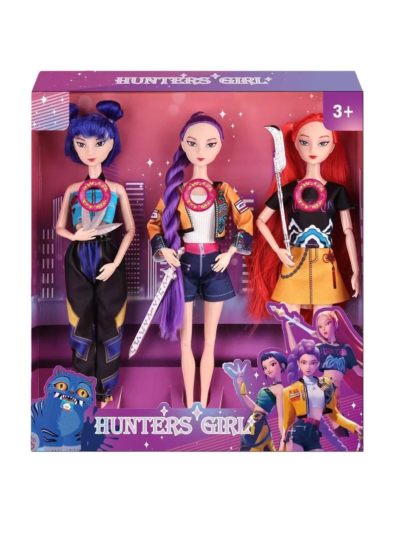 K-POP: Demon-Hunting Girl Group Articulated Doll – 11.5-inch Doll Toy with Lights and Theme Song Music, Suitable as a Gift for Friends and Fans - Image 1